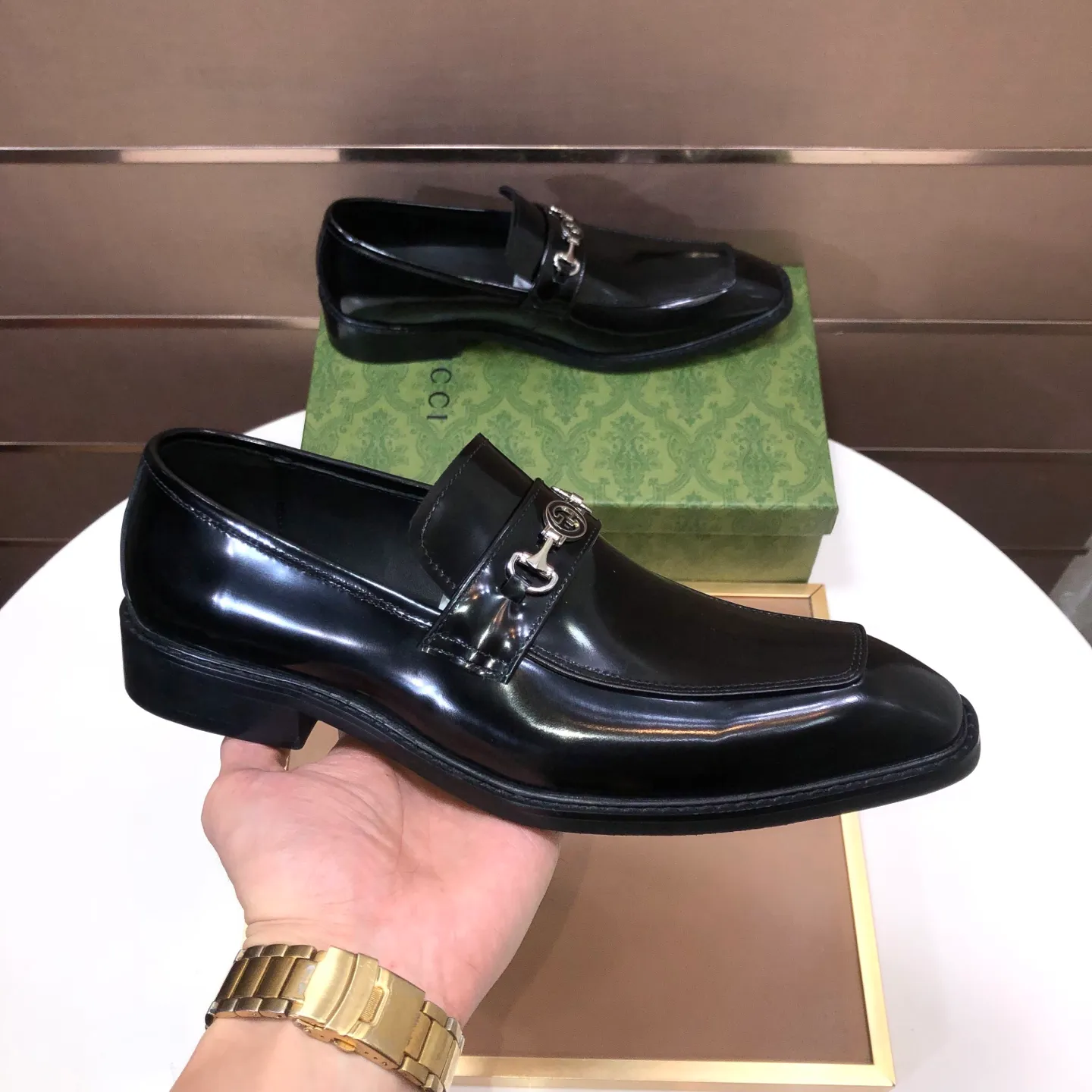 Men's men's shoes💰460💰【GUCCI】 (Niuli) new style🍀Gucci* - top version Gucci new leather shoes! It is made of imported original materials and has a comfortable first layer of cowhide lining! Original wear-resistant rubber outsole! High quality products! Code number 38-45 (45 customized)